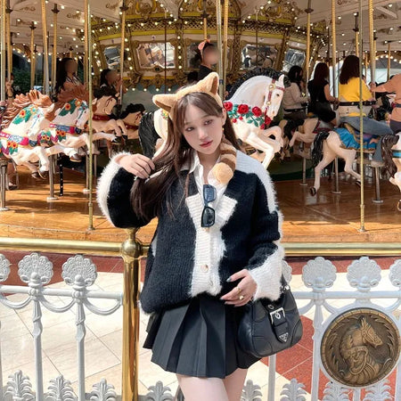 Oversized Pattern Wool Cardigan