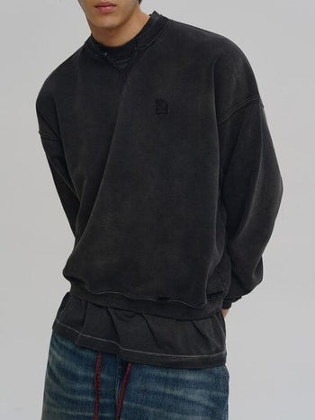 [MASONPRINCE] Faux Two-piece Distressed Sweatshirt