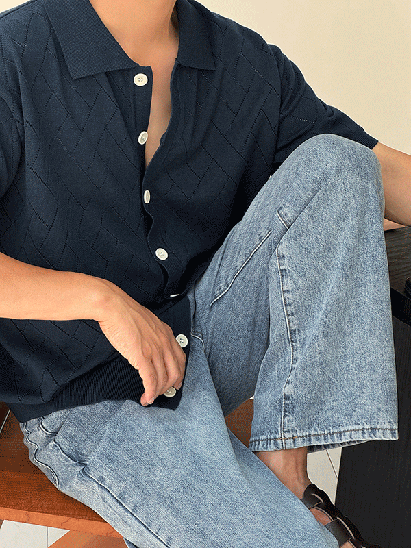 Mute Scallop Collar Half Cardigan