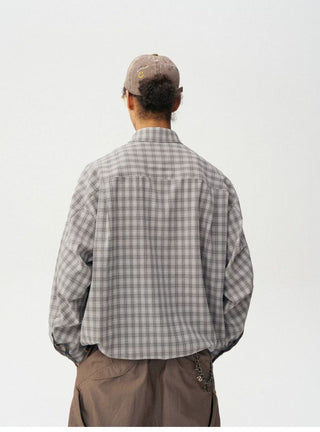 [Monterest] Oversized Half-Placket Check Shirt