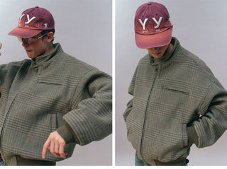 [Monterest] Wool Blend Stand Collar Harrington Jacket