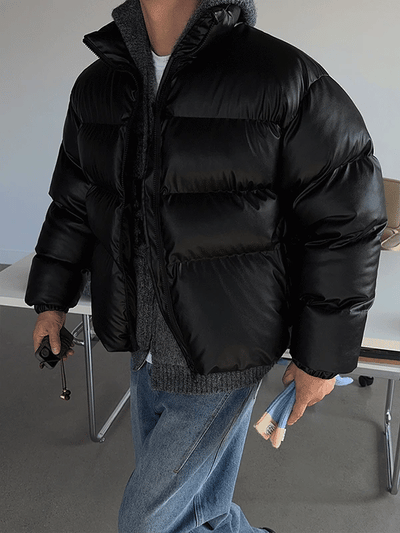 Philip semi-cropped leather padded jacket