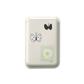 Flowers and Butterflies magSafe white card wallet (single product)
