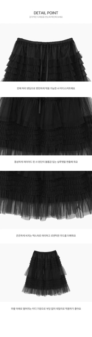 Anime Midi Frill Lace Skirt - 3 colors
