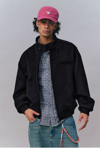 [Monterest] Wool Blend Stand Collar Harrington Jacket