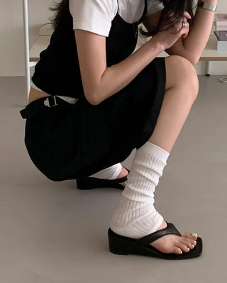 [3 colors] Square wedge beach sandal slippers