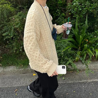 Cable knit oversized sweater