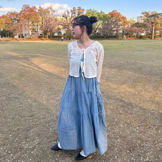 String denim camisole dress