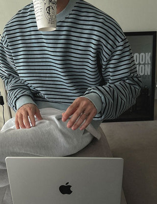 Pigment Striped Fleece Sweatshirt (4 colors)
