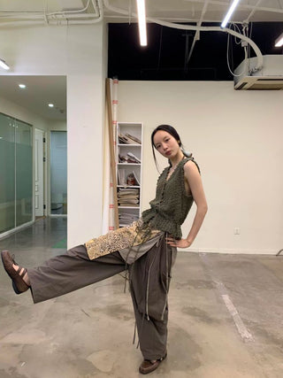 [NEVERSEEZ] Quick-Dry Wide Leg Parachute Pants