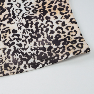 Leopard print halter self tie square neck top