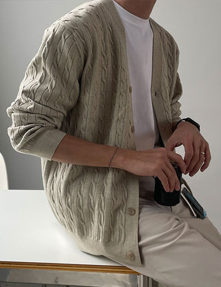Boyfriend Look Cable Cardigan (High Q)