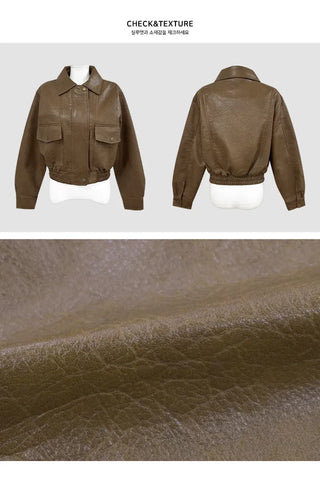 Sarah Half-Fit Crop Leather Jacket - 2 Colors