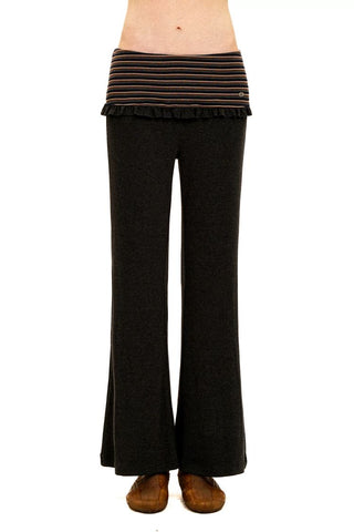 [Moromoro2] Striped Fold-Over Flare  Pants