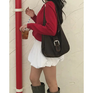 Waist draw balloon mini skirt