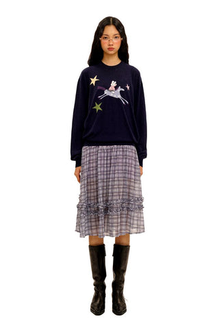 [Moromoro2] Rabbit & Horse Jacquard Crewneck  Sweater