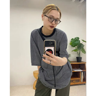 Striped oversized short-sleeved T-shirt