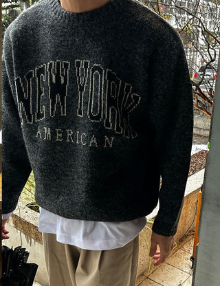 New York Lettering Wool Knit (4 colors)