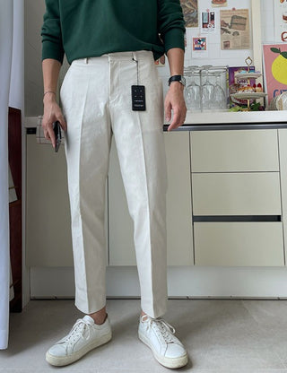 Bio-washed elasticated cotton chino pants (6 colors)