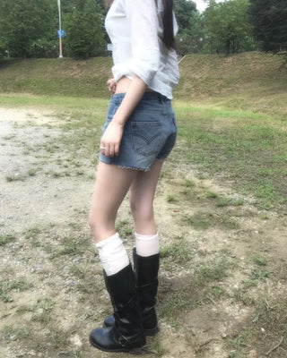 roll up denim shorts