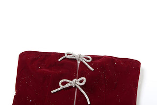 Bowknot glitter backless tube top