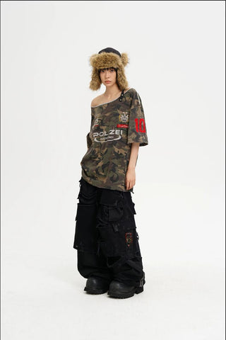 [MASONPRINCE] Camouflage Racing Knit Top