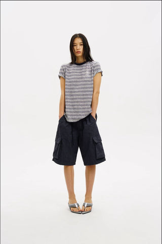 [MASONPRINCE] Reverse Seam Striped Tee