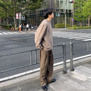 Belted wide slacks