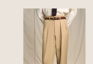 [CULTUM] Wool Blend Double Pleat Tapered Trousers