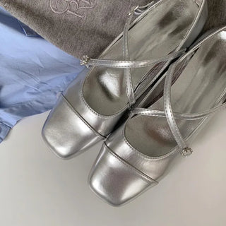Mary Jane Cubic Silver Flat Shoes (1 color)