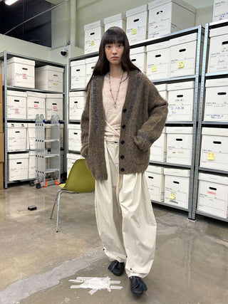 [NeverSeez] Two-Tone Jacquard Knit Cardigan