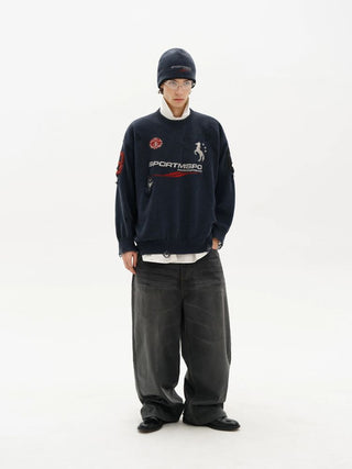 [MASONPRINCE] Distressed Boxy Crewneck Sweater