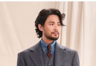 [CULTUM] Herringbone Wool Blend Three-Piece Suit Set