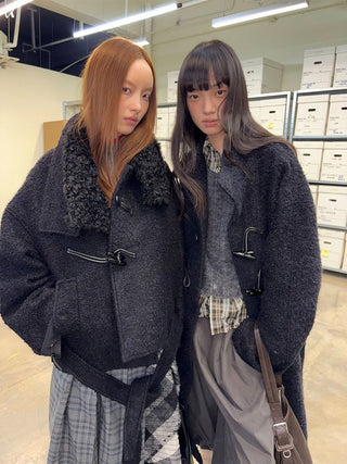 [NeverSeez] Boucle Toggle Short Coat