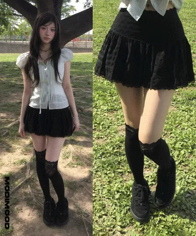 Simi Lace Frill Mini Skirt - 2 colors