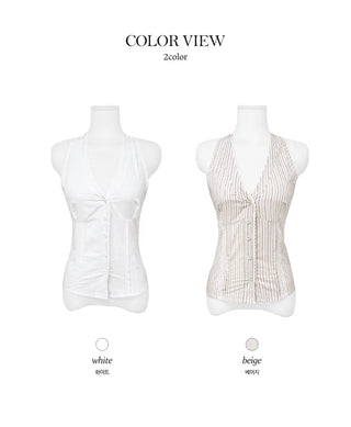 Free Halter Stripe Blouse - 2 Colors