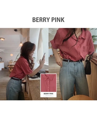 (7 colors) Double-stitched washed shirt