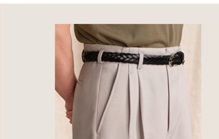 [CULTUM] Double Pleat Straight Leg Trousers
