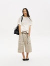 [MASONPRINCE] Distressed Cargo Capri Shorts