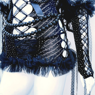 Hollow out beaded bowknot gloves ruffle mini dress  | Festival Outfits Women