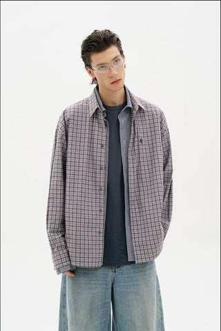 [MASONPRINCE] Layered Plaid Cotton Blend Shirt