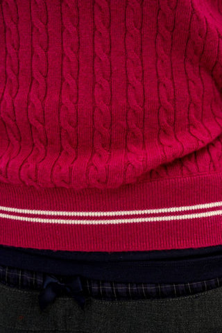 [Moromoro2] Cable Knit Bow Detail V-Neck  Vest