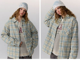 [Monterest] Quilted Padded Check Shirt Jacket