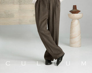 [CULTUM] Wool Blend High-Waist Tapered Trousers