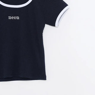 neon ribbed slim T-shirt