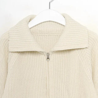 Raglan knit zip-up