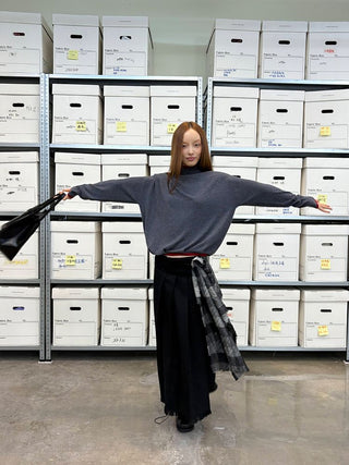 [NeverSeez] High-neck Color-block Knit Sweater