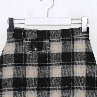 Wool check mini skirt