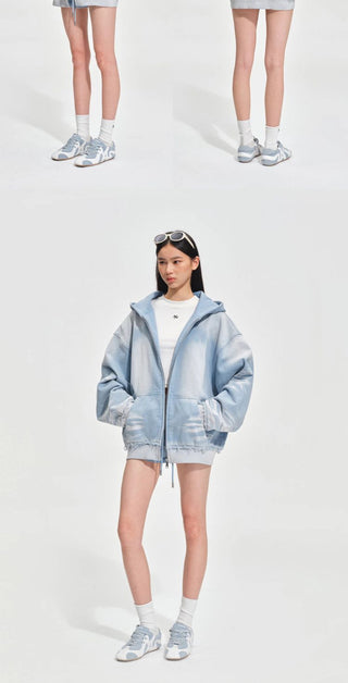 [NOTAWEAR] Sand Washed Hooded Zip-Up  Sweatshirt