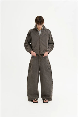 [MASONPRINCE] Washed Raw Edge Knit Set in Elephant Gray